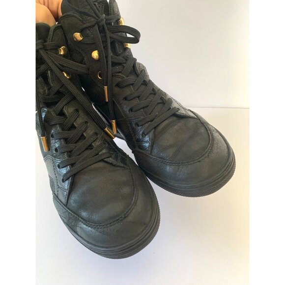 Louis Vuitton Women's Sz 37 Black Leather and Suede Millenium Wedge High-Top - Picture 5 of 15